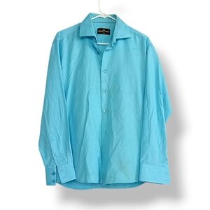 Bertigo Sky Blue Long-Sleeve Dress Shirt Paisley Dress formal Colorful Stylish